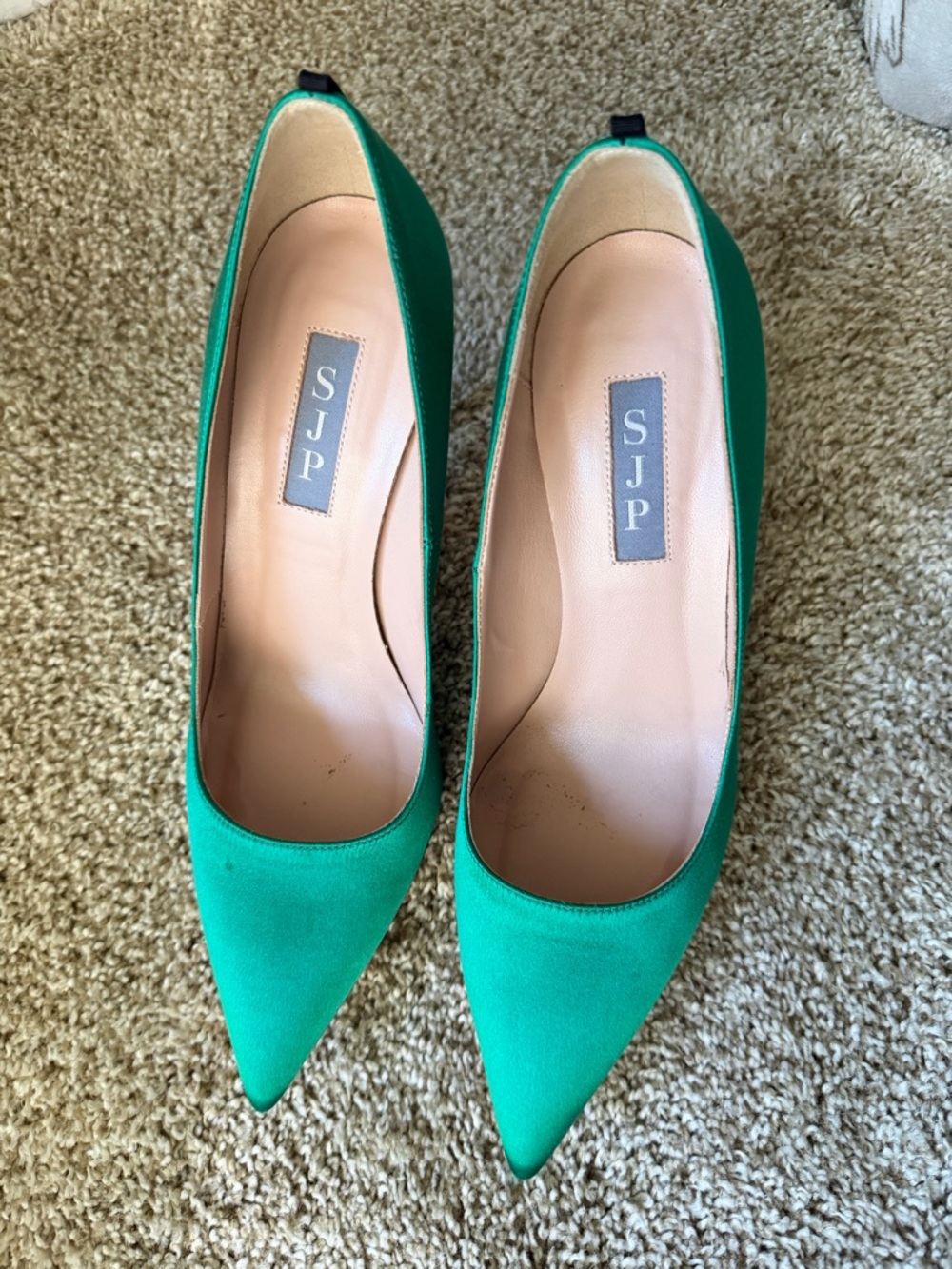 SJP by Sarah Jessica Parker Fawn Satin Pumps  Emerald Green